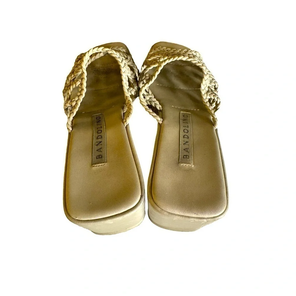 Vintage Bandolino Tan Braided Platform Sandals – Size 7.5